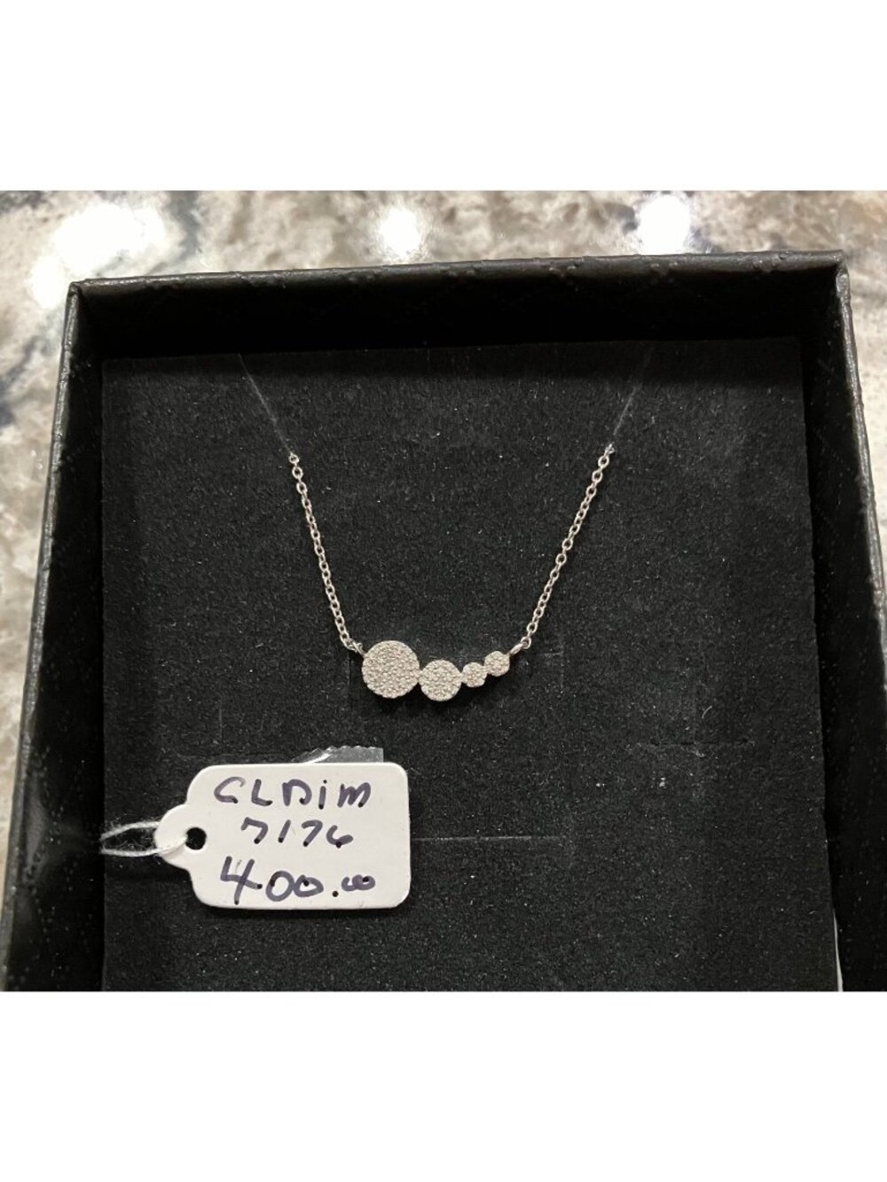 Sterling Silver Diamond Necklace, 16” w/2-1” extenders, .35 Carats Total